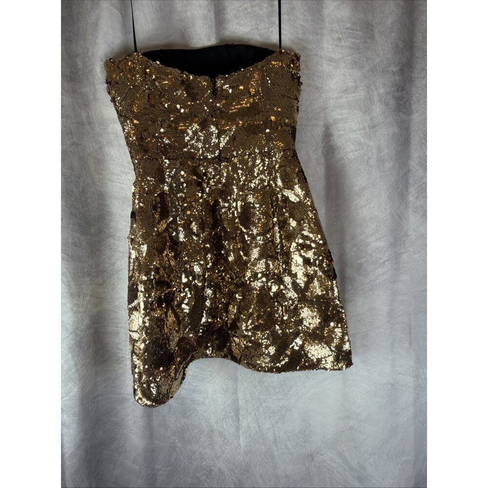 Helsi Linda Sequin Mini Dress Antique Gold Bridal Cocktail Party Medium $435 - Picture 6 of 11